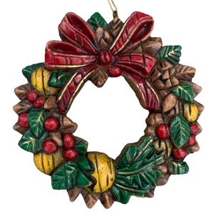 Vintage Christmas Plastic Wreath Ornament